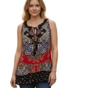 Bila Multicolor Paisley Sleeveless Top size 2X